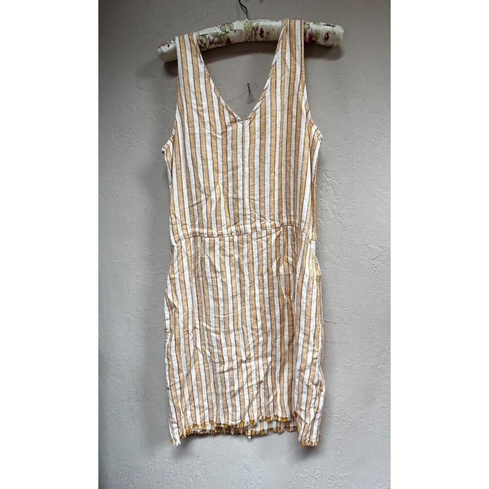 Anthropologie Drew Women's Striped Shift Dress Medium Drawstring Waist Yellow - Picture 2 of 9